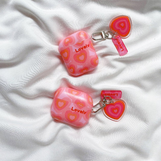 Airpods Pink love Heart Case with Pendant