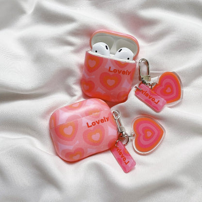 Airpods Pink love Heart Case with Pendant