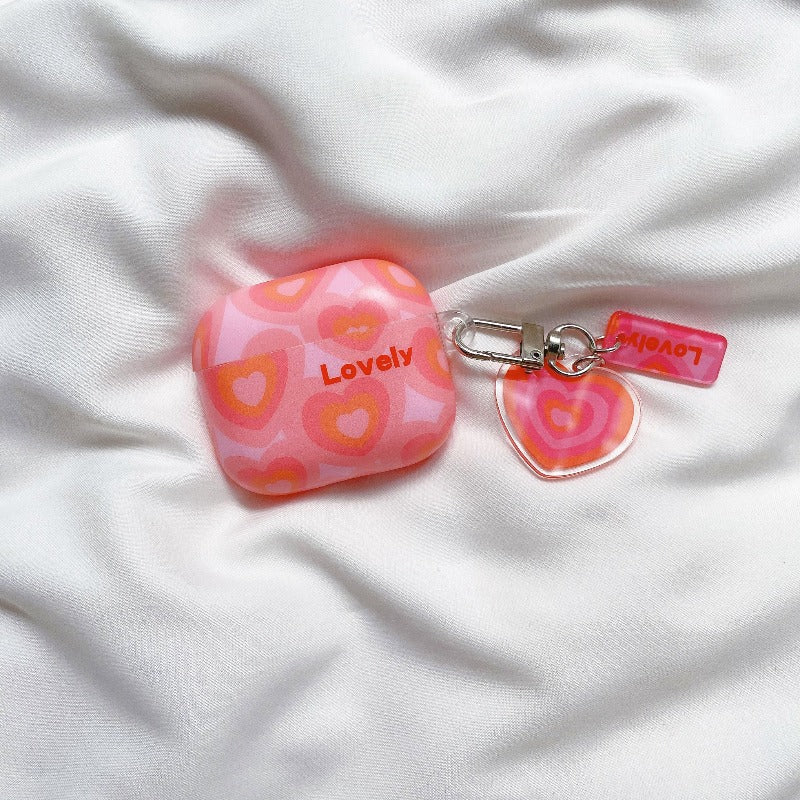 Airpods Pink love Heart Case with Pendant