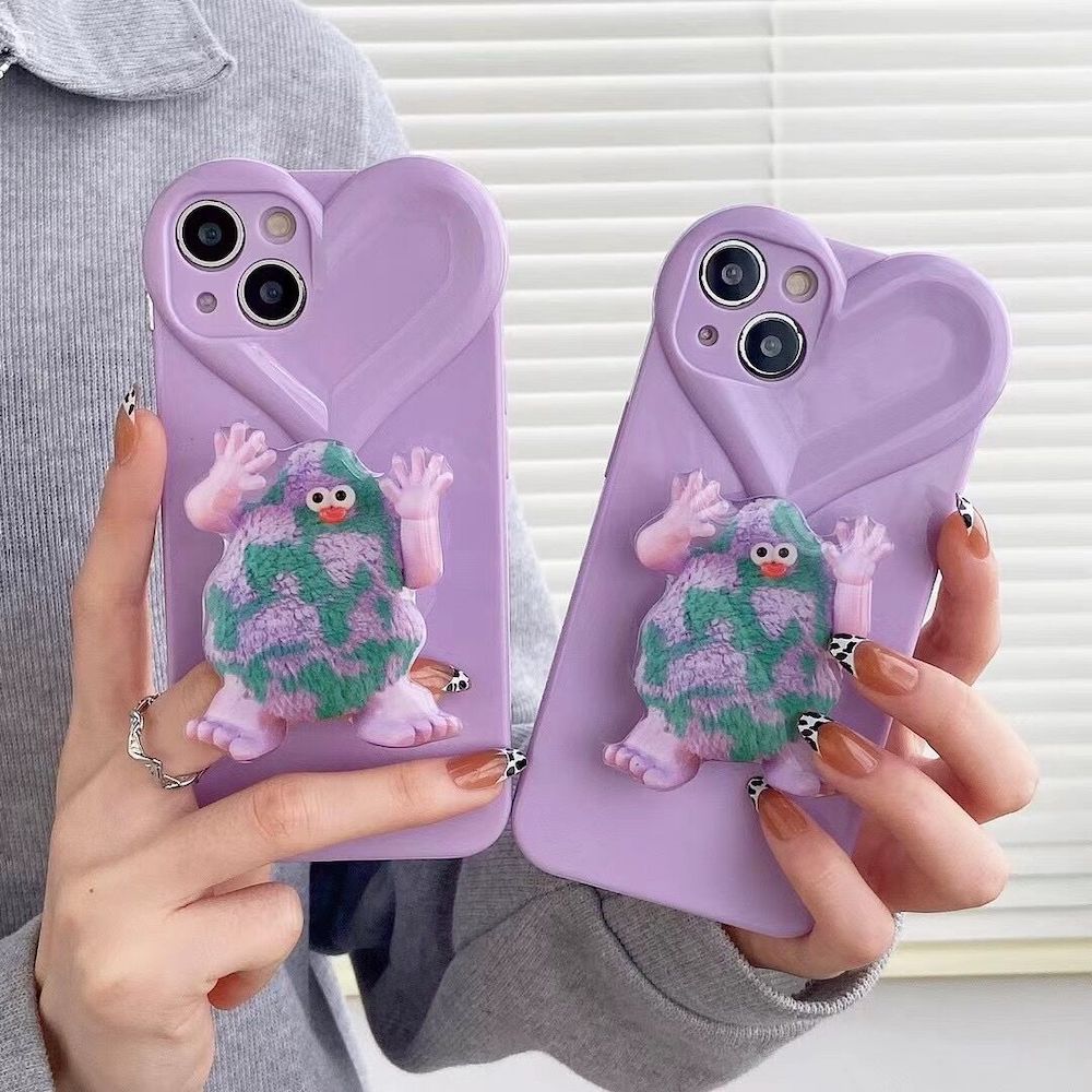 3D Heart Monster Case For iPhones