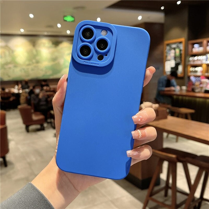 Shockproof Matte Silicone Soft Camera Protection Phone Case For iPhone