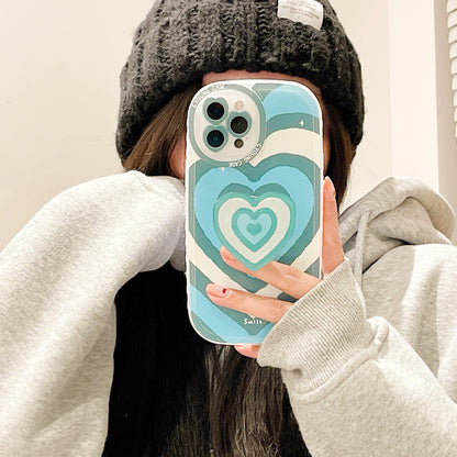 Cute Colorful Hearts Case with Pop-up Holder For iPhones