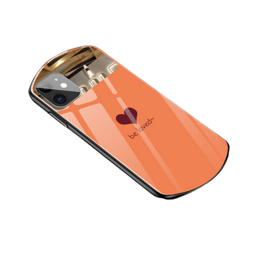 Orange Love Simple Oval Makeup Mirror iPhone Case