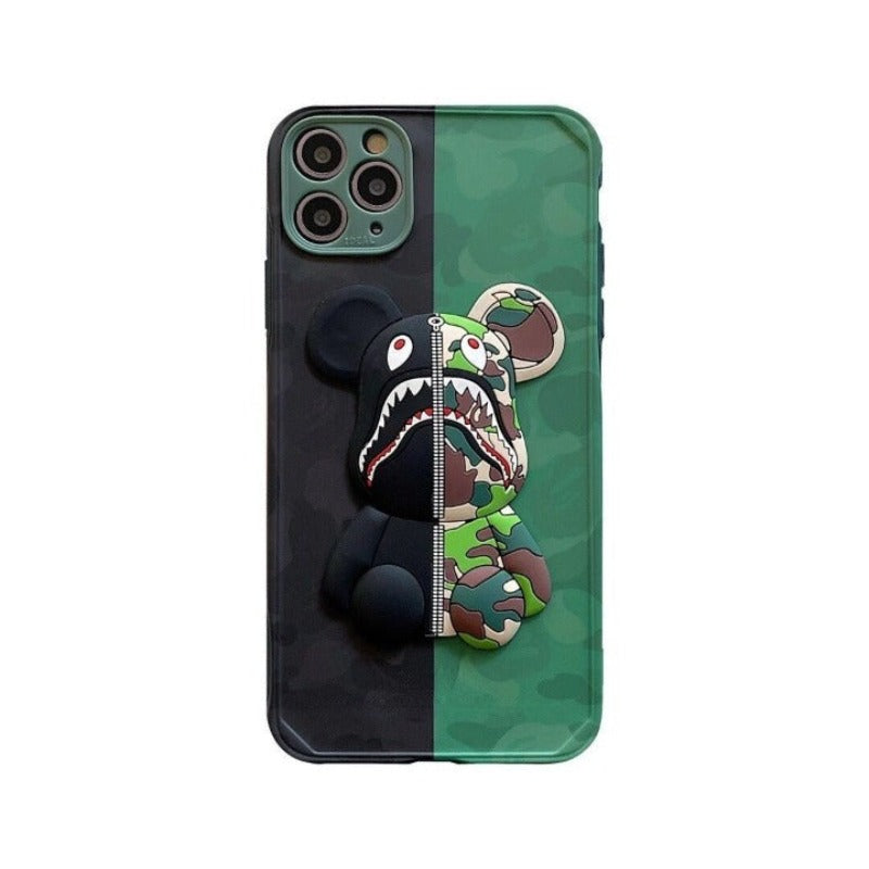 Two Tone Patchwork Evil Bear Phone Case