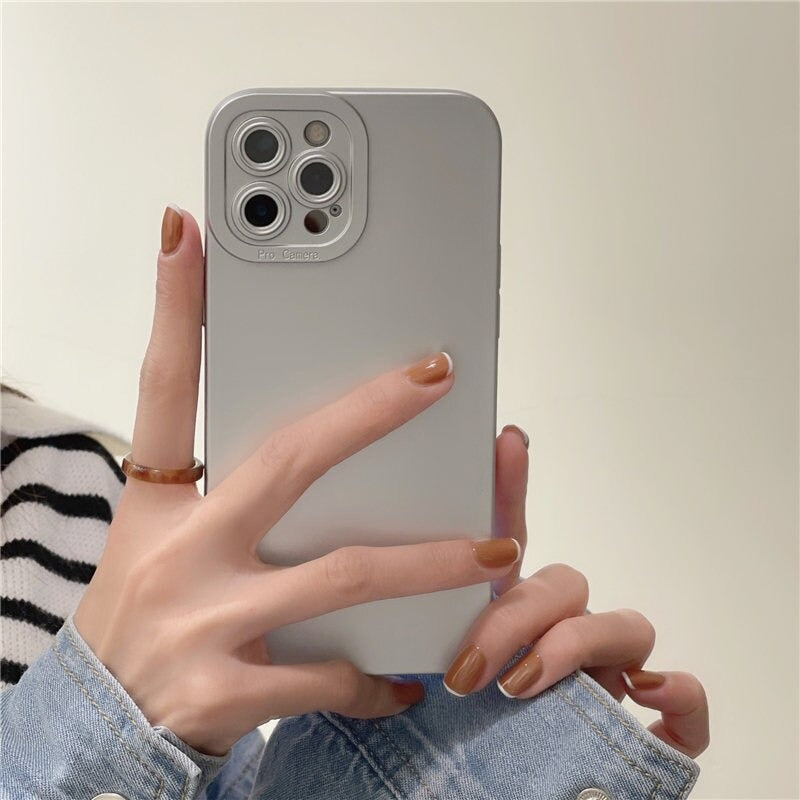 Camera Protection Silicone Soft Shockproof Matte Phone Case For iPhone