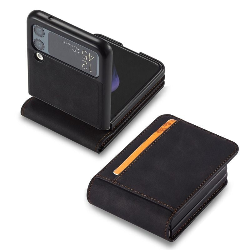 Leather Wallet Case For Samsung Galaxy Z Flip 3 4 With Card Slot