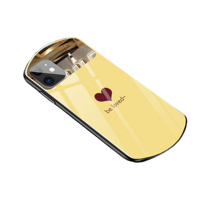 Yellow Love Simple Oval Makeup Mirror iPhone Case