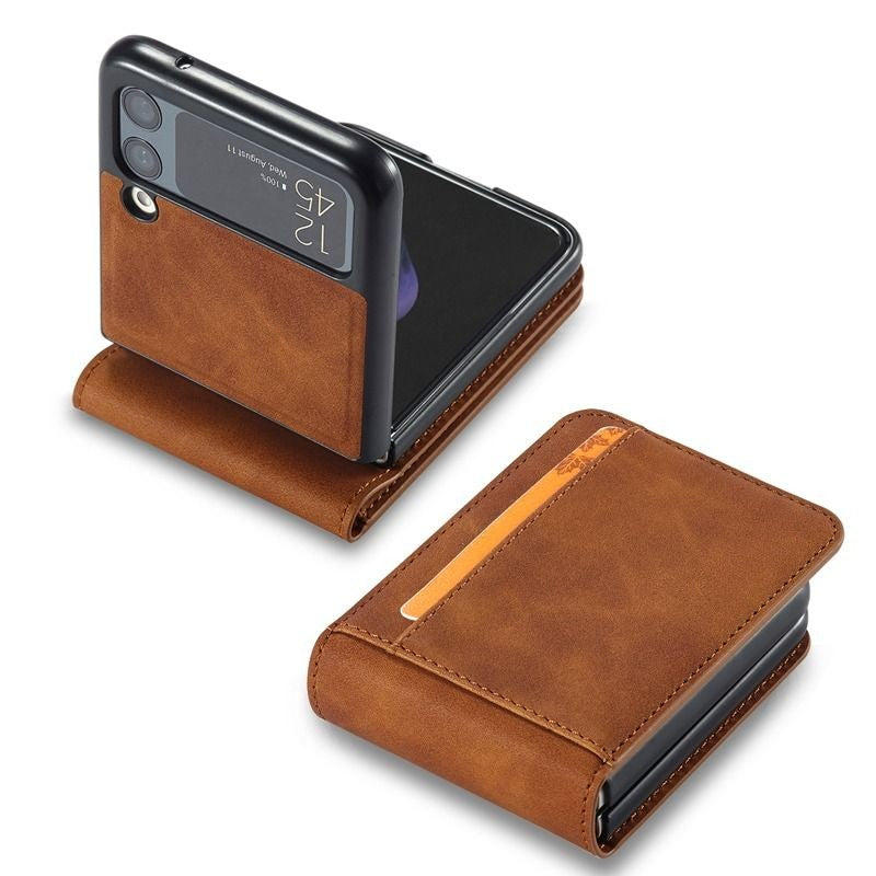 Leather Wallet Case For Samsung Galaxy Z Flip 3 4 With Card Slot