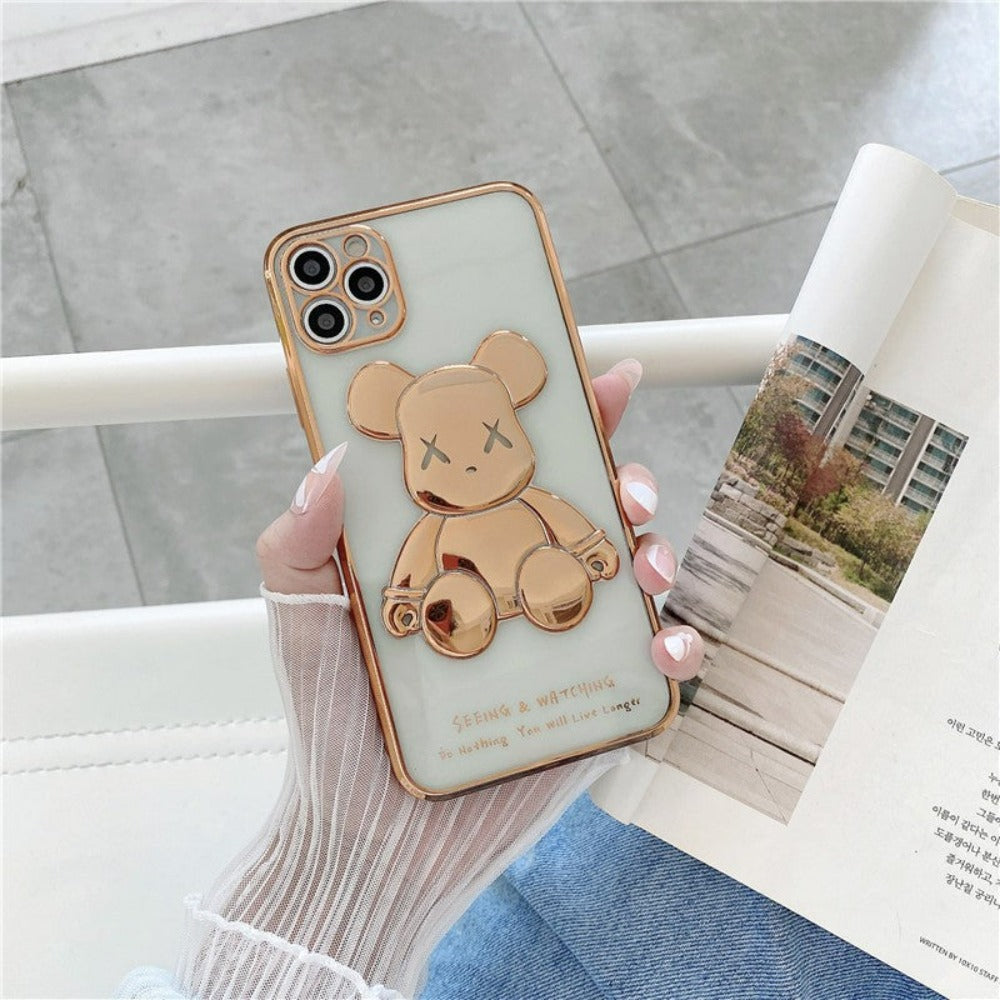 Electroplated Transparent Bear iPhone Case