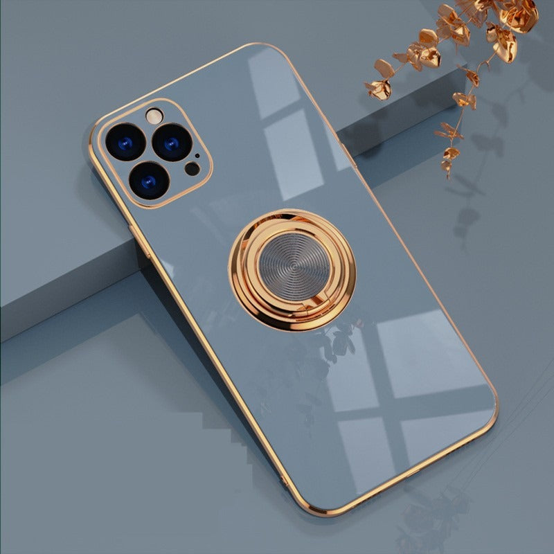 Electroplate Solid Fashion Magnet Ring Holder iPhone Case