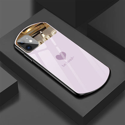 Light Purple Love Simple Oval Makeup Mirror iPhone Case