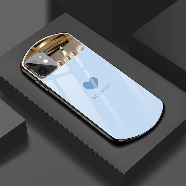 Light Blue Love Simple Oval Makeup Mirror iPhone Case