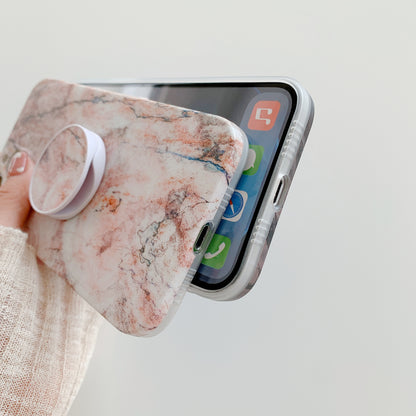 Frosted Pop Socket Soft TPU Marble Case for iPhones