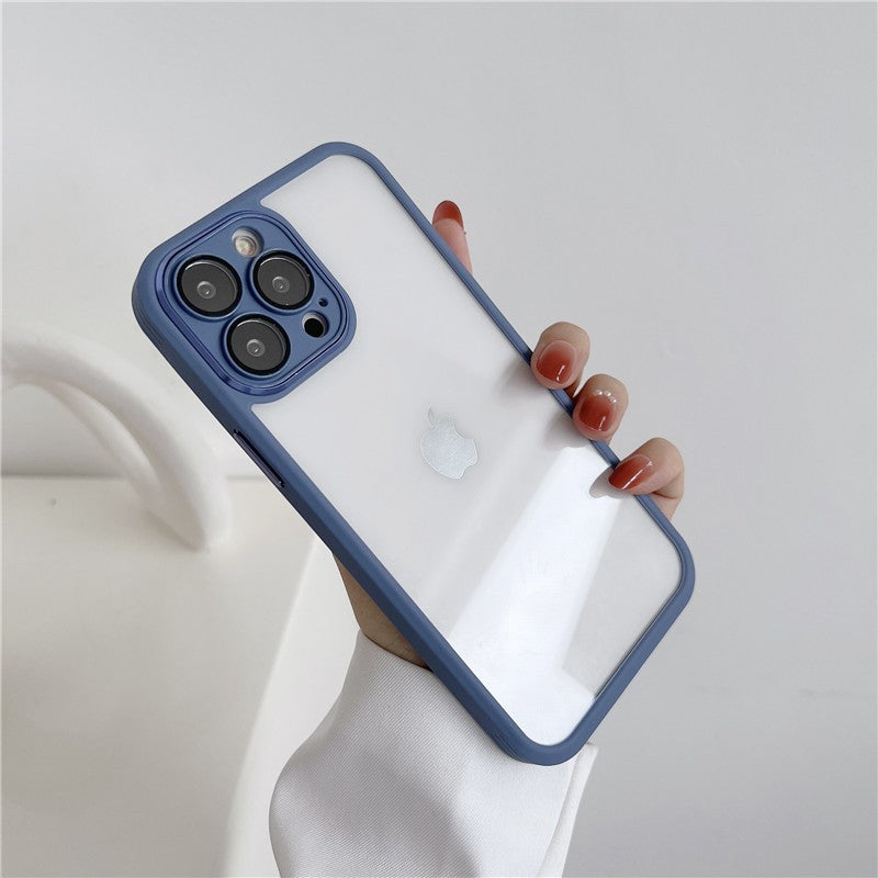 Tempered Glass Lens Protector With Metal Button Phone Case For iPhones