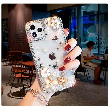 Creative Rhinestone Flower Perfume Bottle iPhone Case