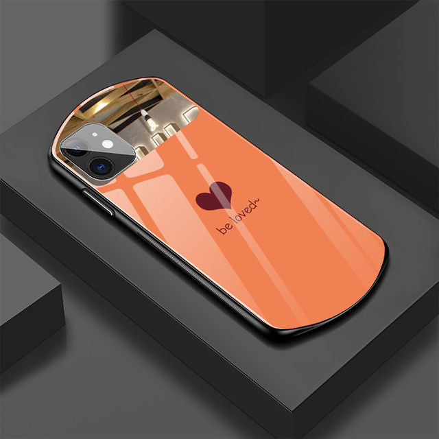 Orange Love Simple Oval Makeup Mirror iPhone Case