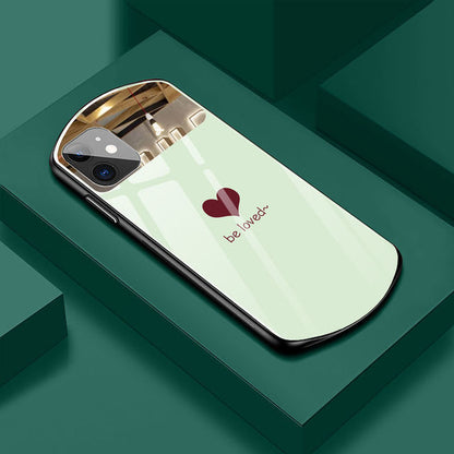 Light Green Love Simple Oval Makeup Mirror iPhone Case