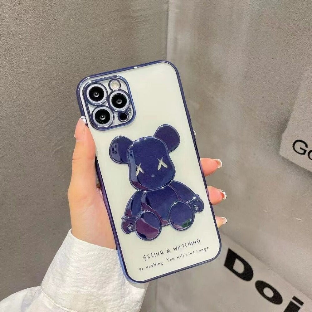 Electroplated Transparent Bear iPhone Case