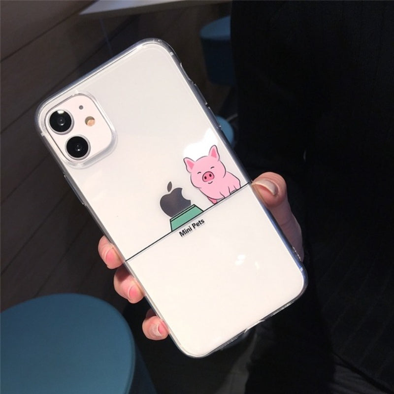 Cartoon Animal Transparent Case For iPhone