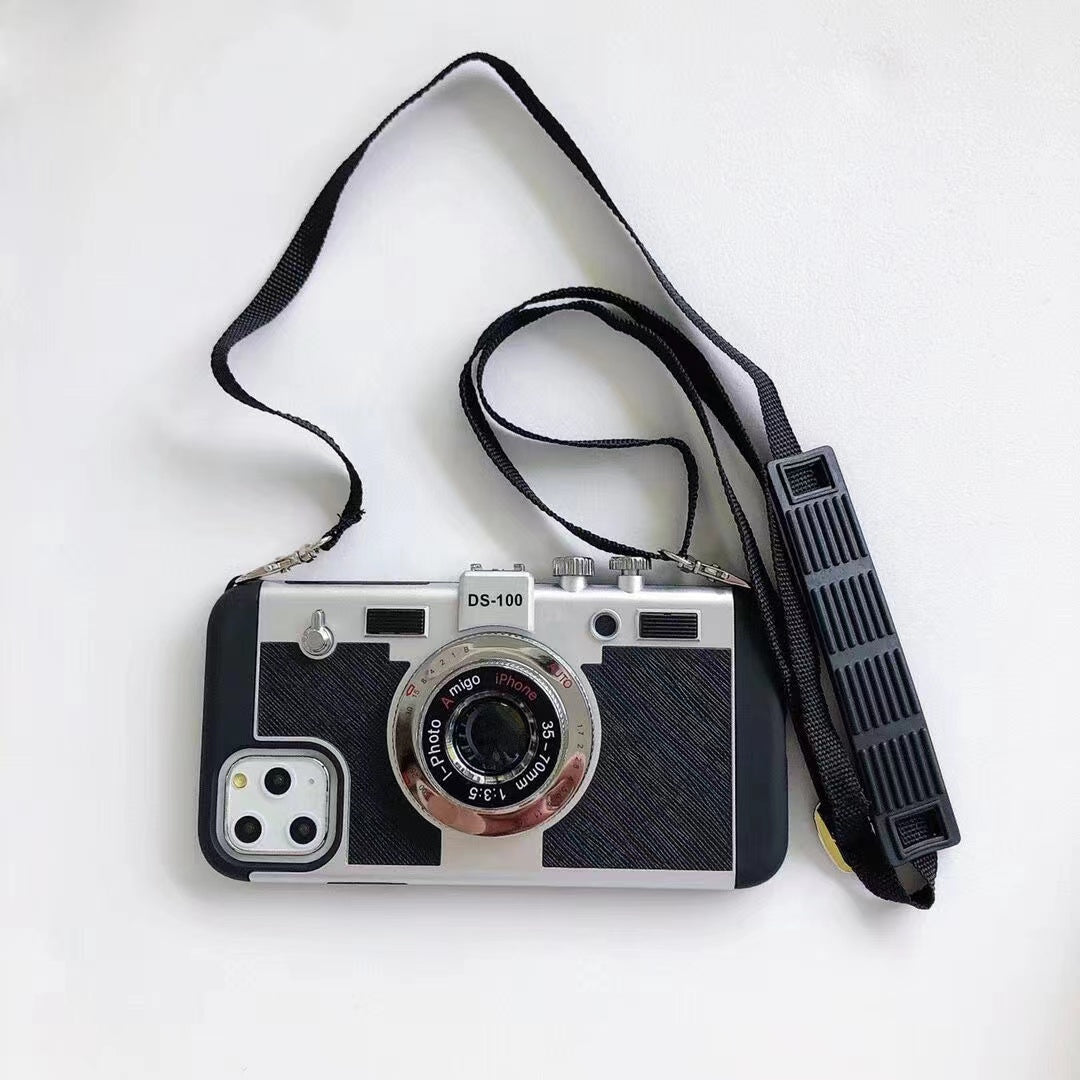 3D Retro Camera Cross-Body Rope Protective Cover For iPhones