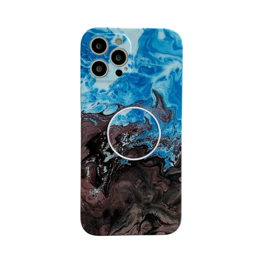 Frosted Pop Socket Soft TPU Marble Case for iPhones