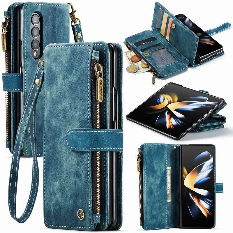 Heavy Duty Leather Case With Card Holder For Samsung Galaxy Z Fold 3 & 4