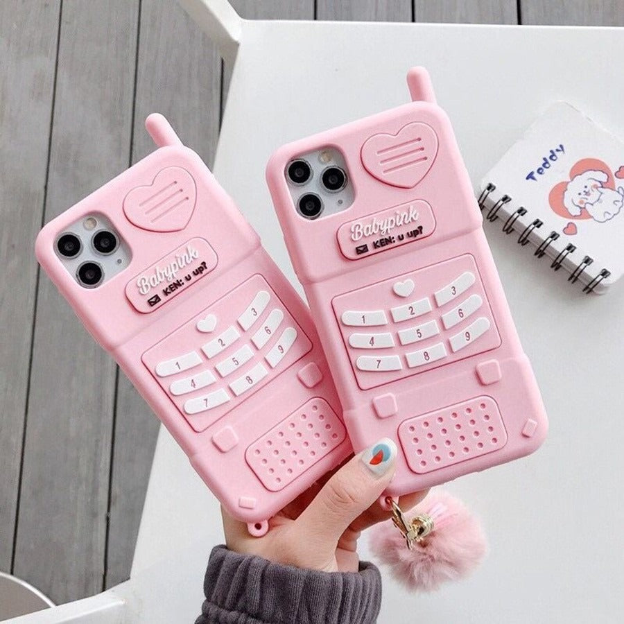 Cute 3D Old Mobile Phone Design case for iPhone