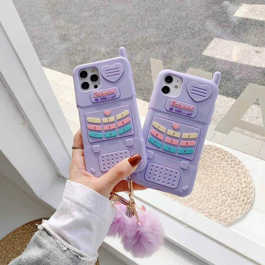 Cute 3D Old Mobile Phone Design case for iPhone