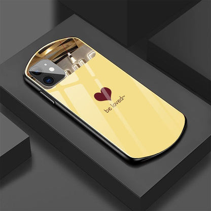 Yellow Love Simple Oval Makeup Mirror iPhone Case