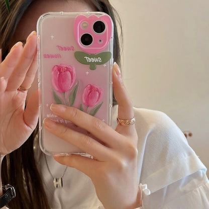 Pink Flower Soft Shockproof Protective Cover For iPhone