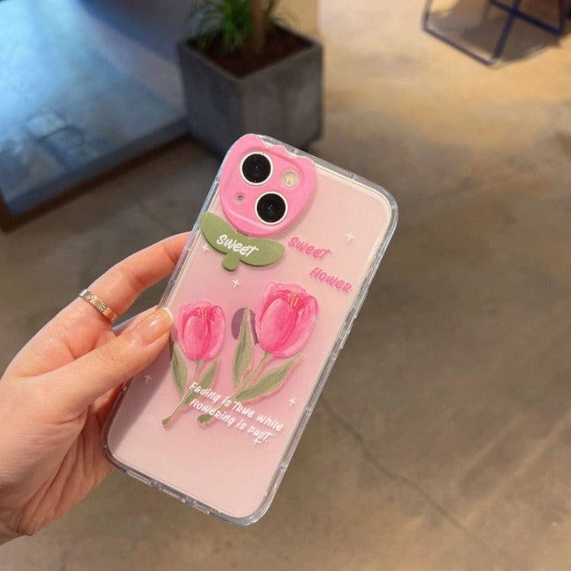 Pink Flower Soft Shockproof Protective Cover For iPhone