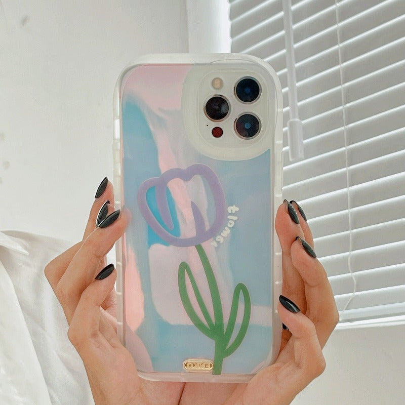 Laser Flower Shockproof Cell Phone Case For iPhones