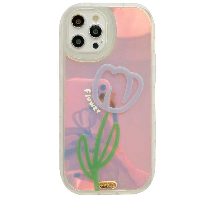 Laser Flower Shockproof Cell Phone Case For iPhones