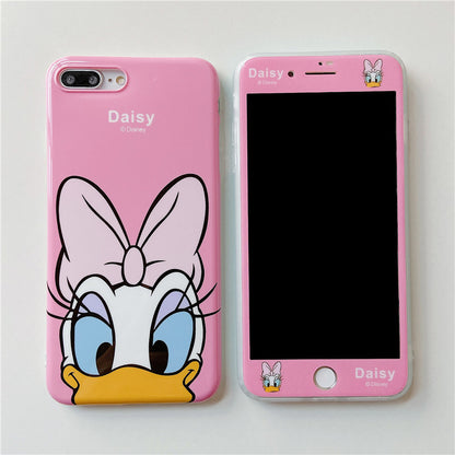 Cartoon iPhone Case With Tempered Glass Screen Protector