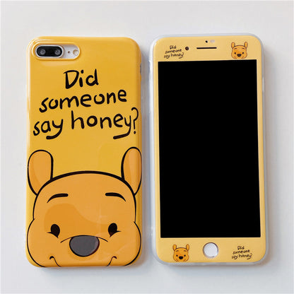 Cartoon iPhone Case With Tempered Glass Screen Protector