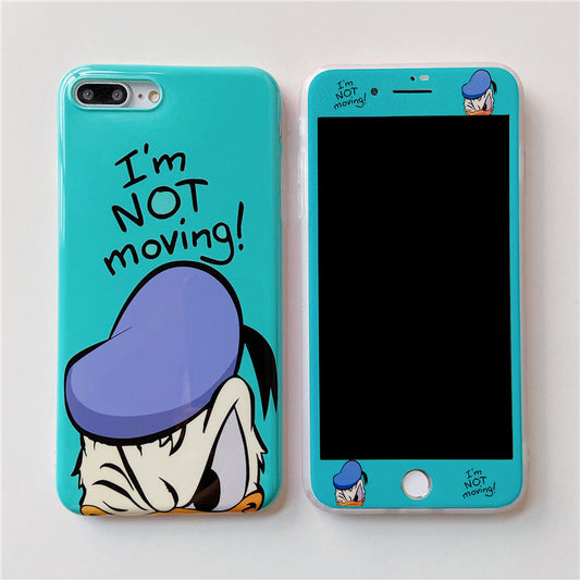 Cartoon iPhone Case With Tempered Glass Screen Protector