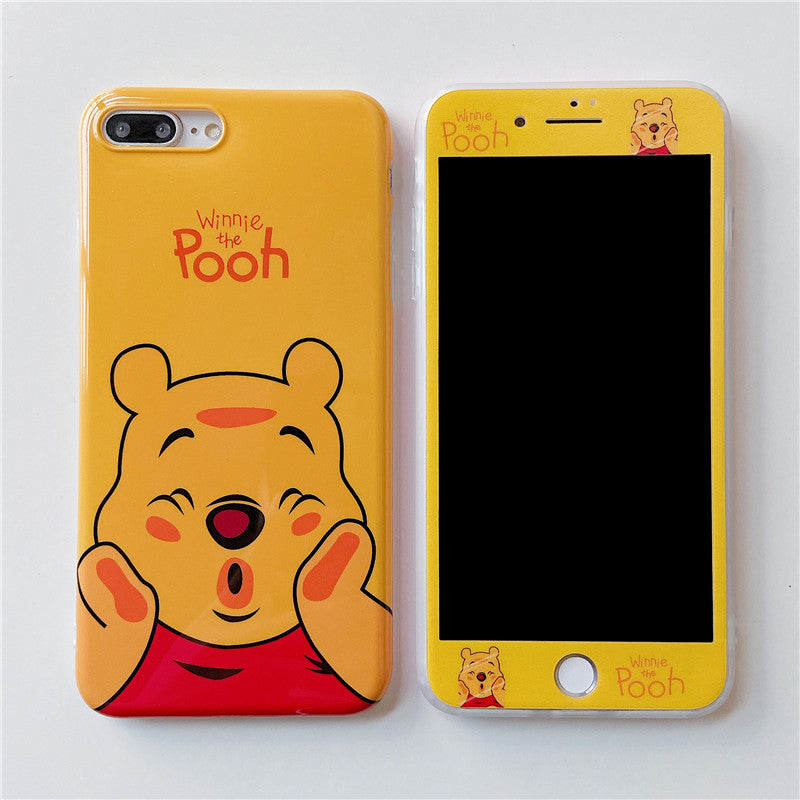 Cartoon iPhone Case With Tempered Glass Screen Protector