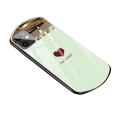 Light Green Love Simple Oval Makeup Mirror iPhone Case