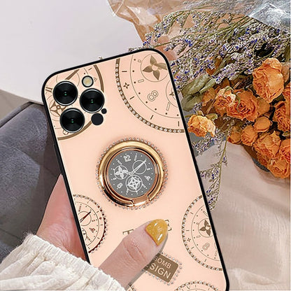 Diamond PC iPhone Case With Magnetic Ring Stand Holder